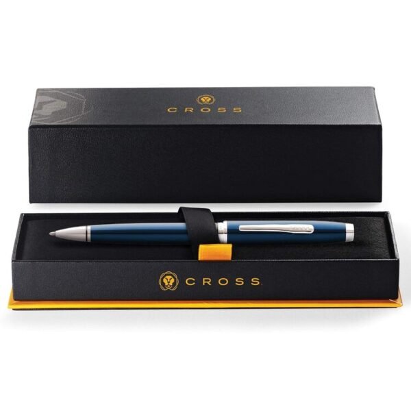 Cross Coventry Blue Lacquer Ballpoint Pen with Polished Chrome Appointments - Image 3